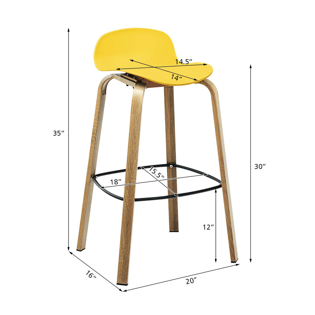 Giantex 30-Inch Modern Minimalist Bar Chairs with Footrest, Low Backrest and Metal Legs, Nordic Style High Stools
