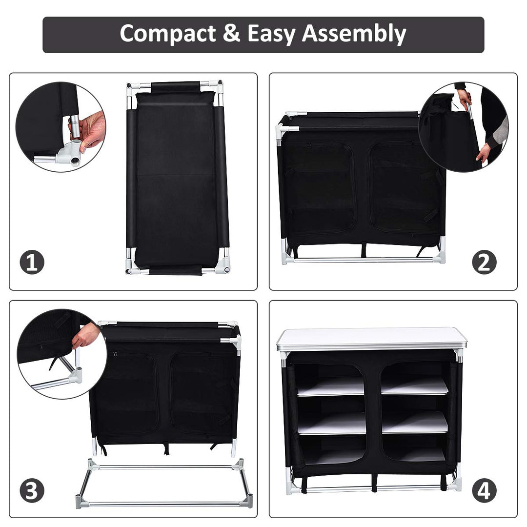 Giantex Camping Cook Table Kitchen Station with Storage Organizer and Carrying Bag