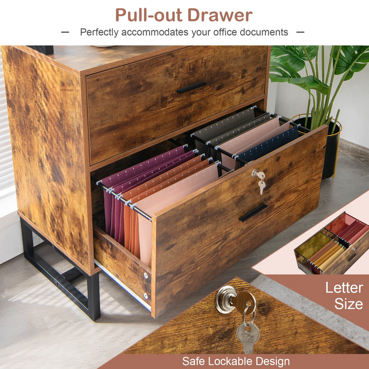 Giantex Lateral File Cabinet with 2 Drawers with Lock