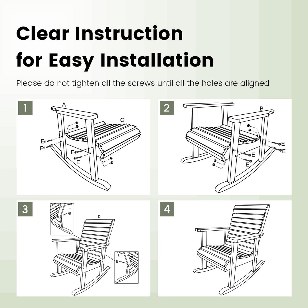 Giantex Wood Rocking Chair Outdoor - Outside Rocker with High Backrest