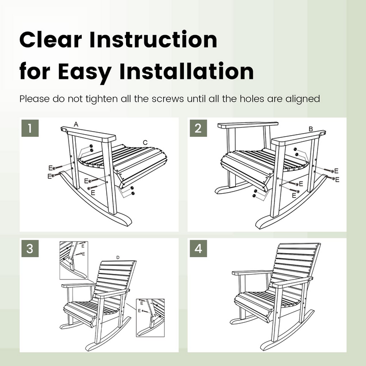 Giantex Wood Rocking Chair Outdoor - Outside Rocker with High Backrest