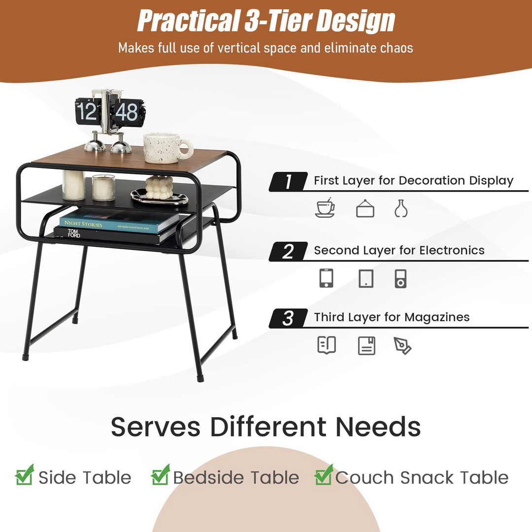 Giantex 3-Tier Side End Table with Shelf