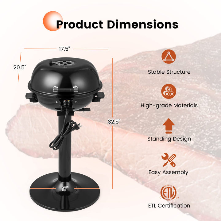 Giantex 1600W Electric BBQ Grill with Removable Non-Stick Warming Rack