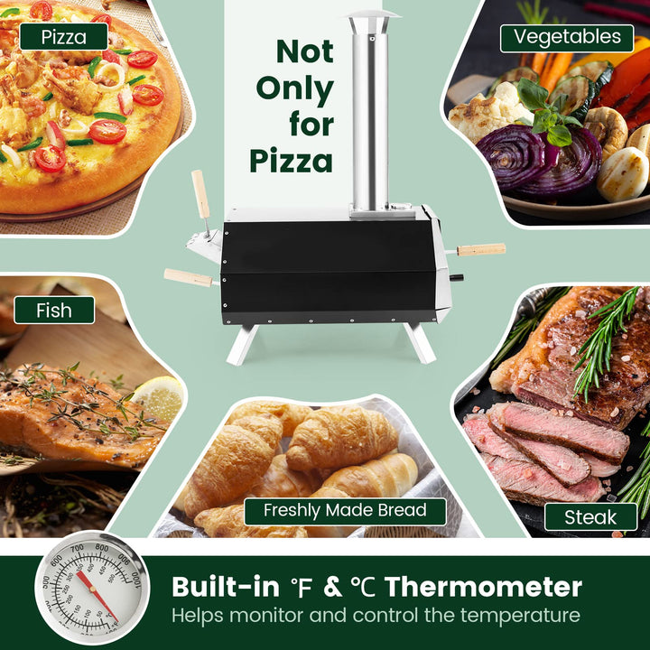 Giantex Outdoor Pizza Oven, Wood Pellet Fired Pizza Grill with 12&