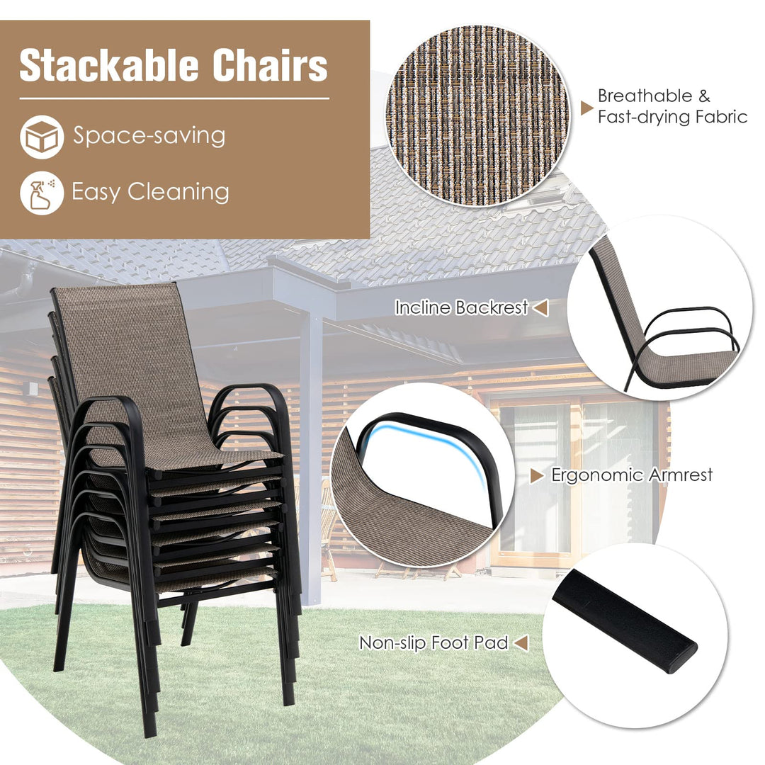 Giantex 7 Piece Patio Dining Set, Outdoor Dining Table Set with 6 Stackable Chairs