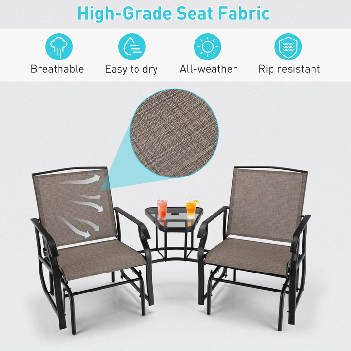 Giantex Outdoor Glider Chairs with Table &amp; Umbrella Hole