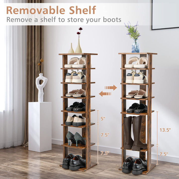 Giantex 8-Tier Vertical Shoe Rack, Corner Shoe Storage Organizer for 7 Pairs, Freestanding Narrow Shoe Rack