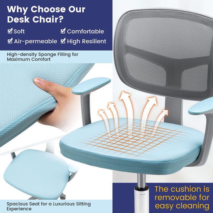 Giantex Ergonomic Home Office Chair, Mesh Low Back Desk Chair, Swivel Computer Chair with Y-Shaped Lumbar Support &amp; Comfy Armrest