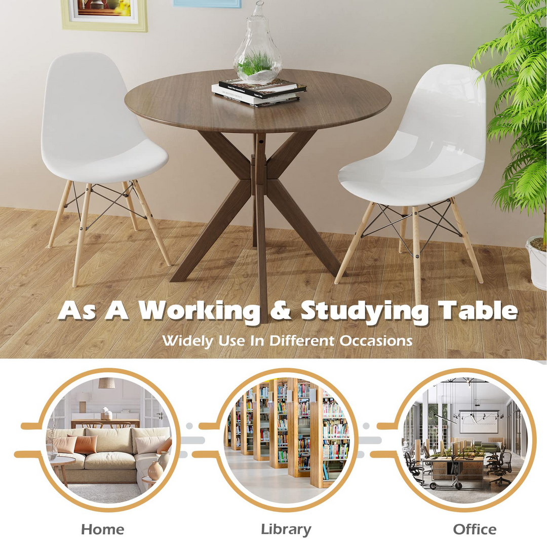 Giantex 36 Inch Round Wood Dining Table with Intersecting Pedestal Base