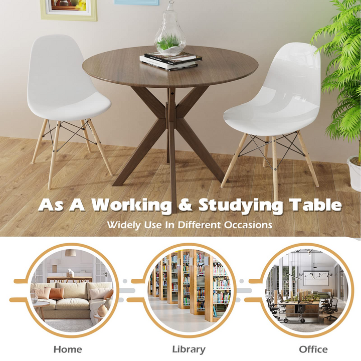 Giantex 36 Inch Round Wood Dining Table with Intersecting Pedestal Base