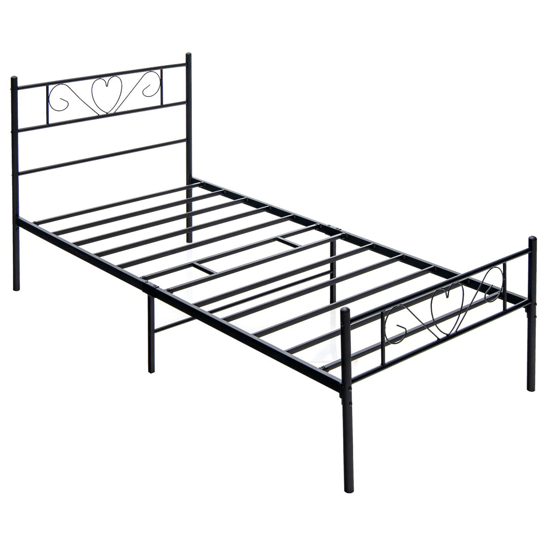 Twin XL Metal Bed Frame with Heart-shaped Headboard