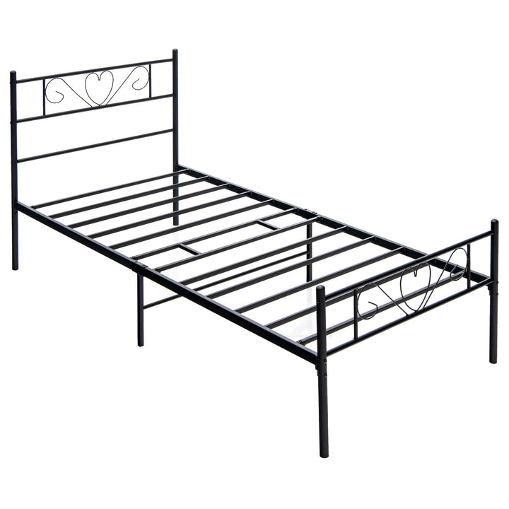 Twin XL Metal Bed Frame with Heart-shaped Headboard