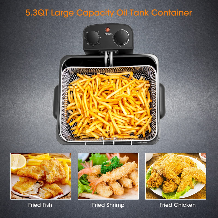 1700W Electric Deep Fryer with 3 Baskets - Giantex