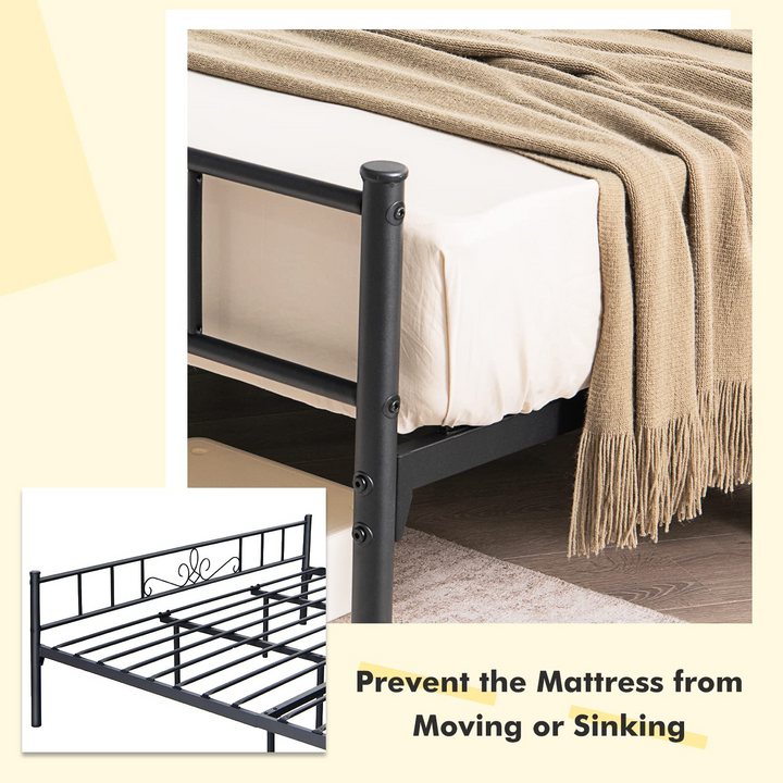 King/Queen/Full/Twin Size Mattress Foundation w/Heavy Duty Steel Slat Support, No Box Spring Needed