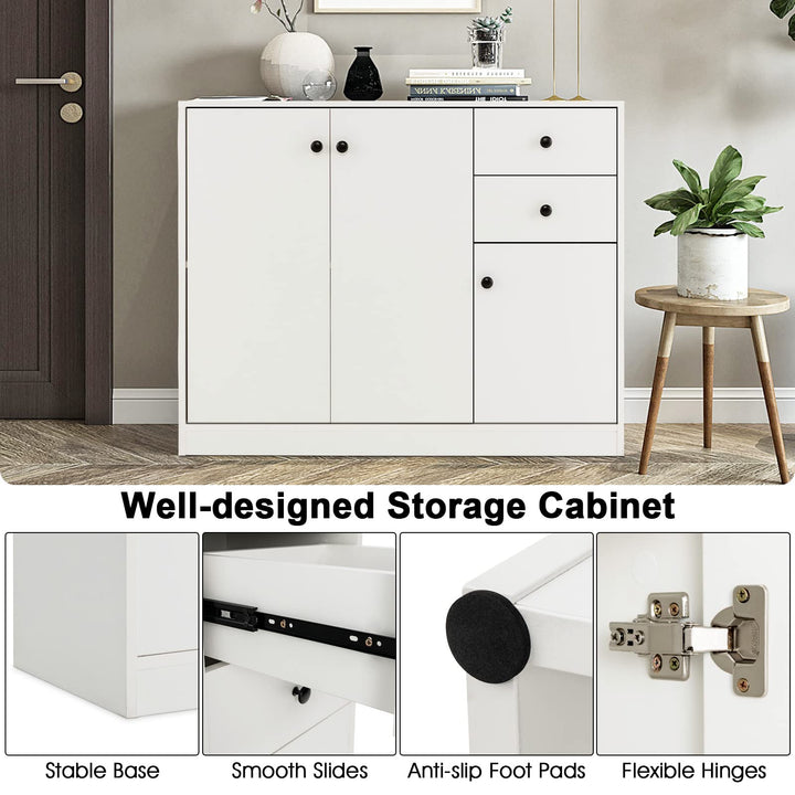 Giantex Buffet Cabinet with Storage - Kitchen Sideboard with 2 Drawers, 3-Door Large &amp; Small Cabinet