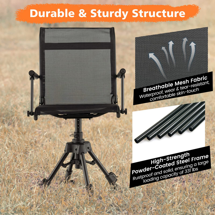Giantex Swivel Hunting Blind Chair - Foldable 360° Hunter Chair with Oversized Duck Feet