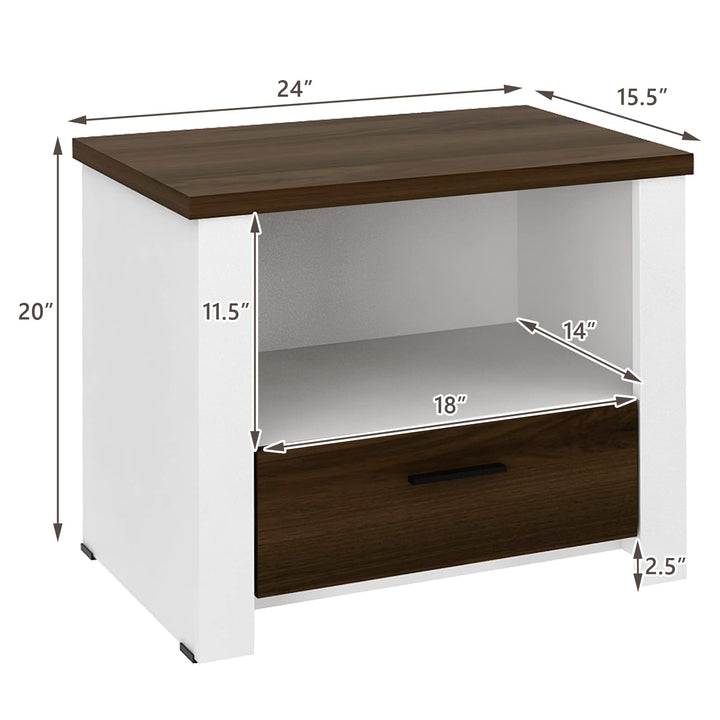Giantex Nightstand, End Table with Glide Sliding Drawer &amp; Open Cabinet, Modern Sofa Side Table for Living Room