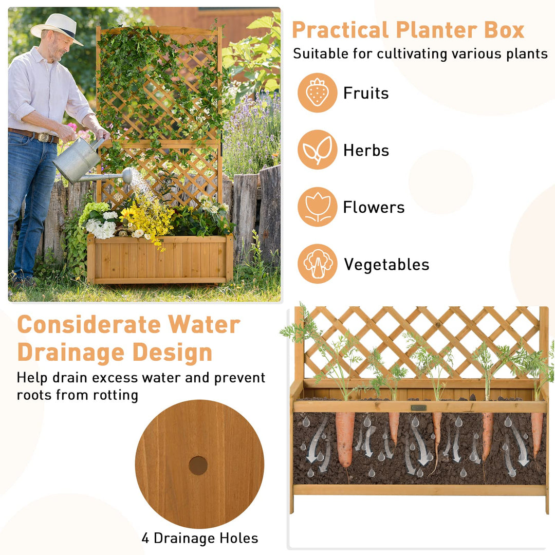 Planter Raised Bed with Trellis - Giantex