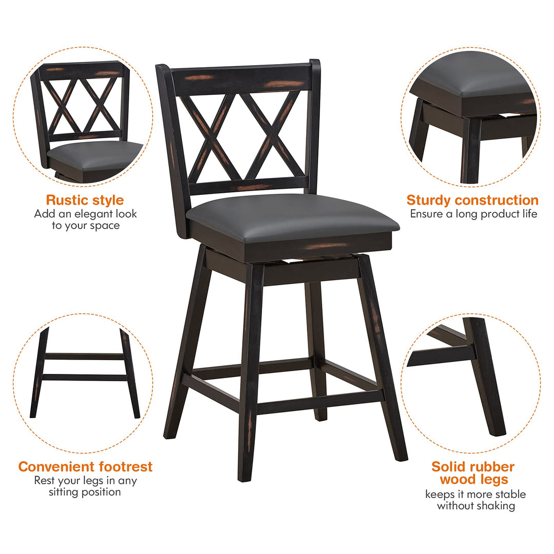 Giantex Bar Stool with Foot Rest Upholstered Cushion &amp; Ergonomic Backrest