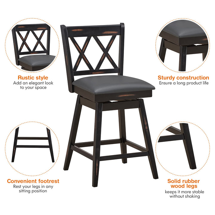 Giantex Bar Stool with Foot Rest Upholstered Cushion &amp; Ergonomic Backrest