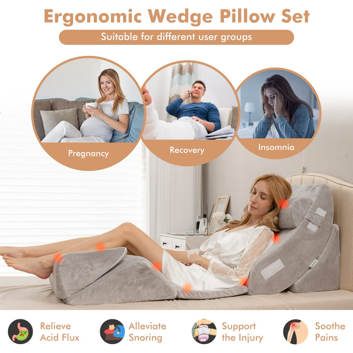 6PCS Orthopedic Bed Wedge Pillow Set - Giantex