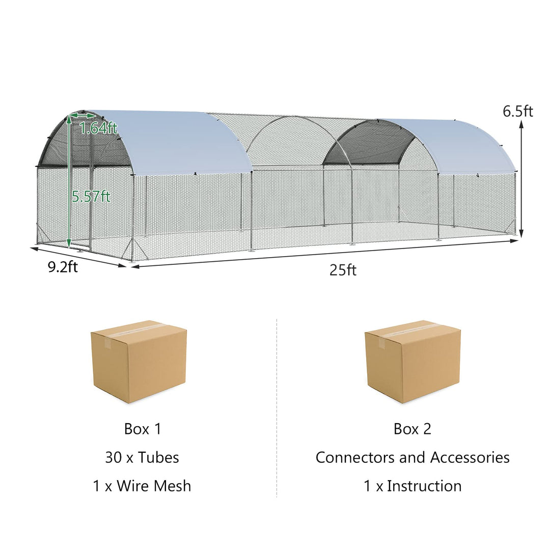 Giantex Large Metal Chicken Coop, Dome Shaped Poultry Cage Hen Run House Rabbits Habitat for Backyard Farm Outdoor