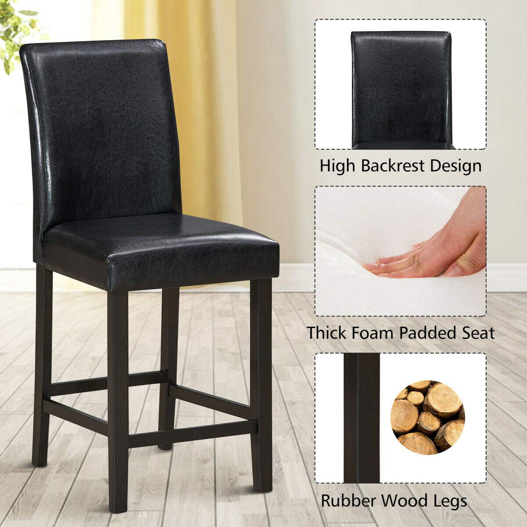 Giantex 25 inch Wooden Vintage Bar Chairs, Counter Stools w/ Upholstered Foam Cushion &amp; Solid Rubber Wood Legs