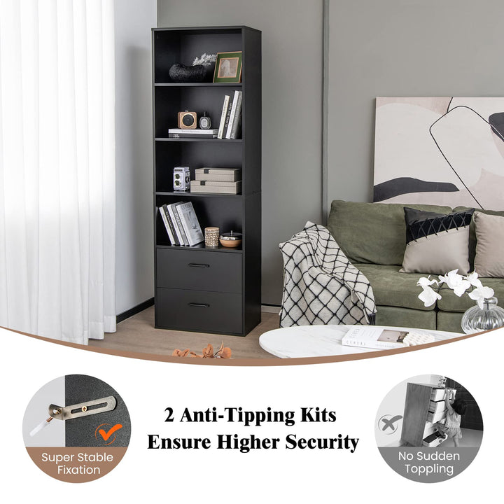 74" Tall 4-Tier Bookcase - Giantex
