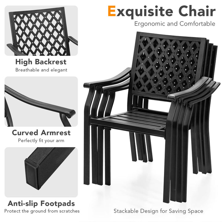 Giantex 3 Pieces Outdoor Dining Set, Patio Table &amp; 2 Stackable Chairs, Outside Dining Furniture