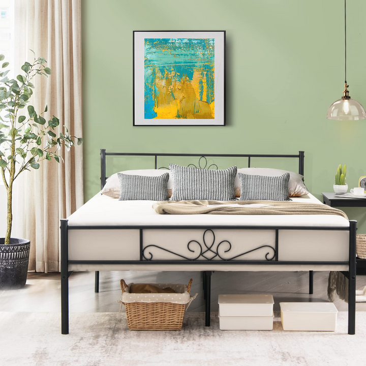 King/Queen/Full/Twin Size Mattress Foundation w/Heavy Duty Steel Slat Support, No Box Spring Needed