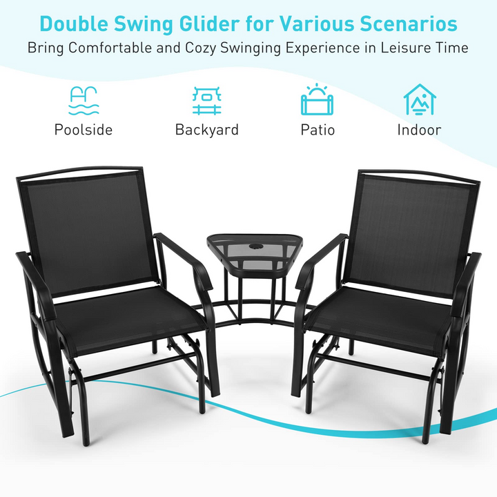 Giantex Outdoor Glider Chairs with Table &amp; Umbrella Hole