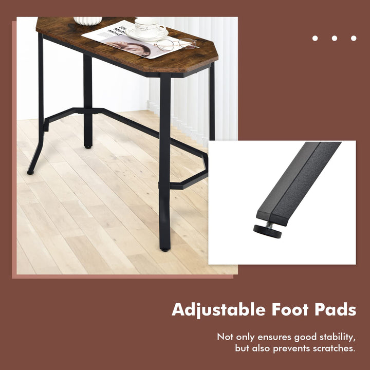 Giantex Narrow End Table w/Rustic Wood Grain &amp; Stable Steel Frame, 25.5"x12.5"x24.5" Rustic Brown