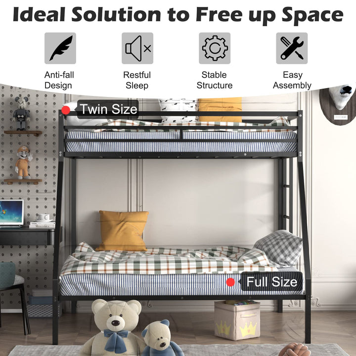 Giantex Metal Bunk Bed, Twin Over Full Size Bed w/ Removable Ladder &amp; Steel Slats Support