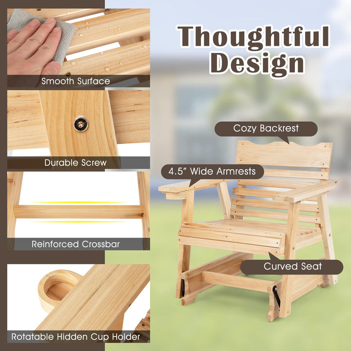 Giantex Outdoor Wood Rocking Chair with High Back and Widened Armrests