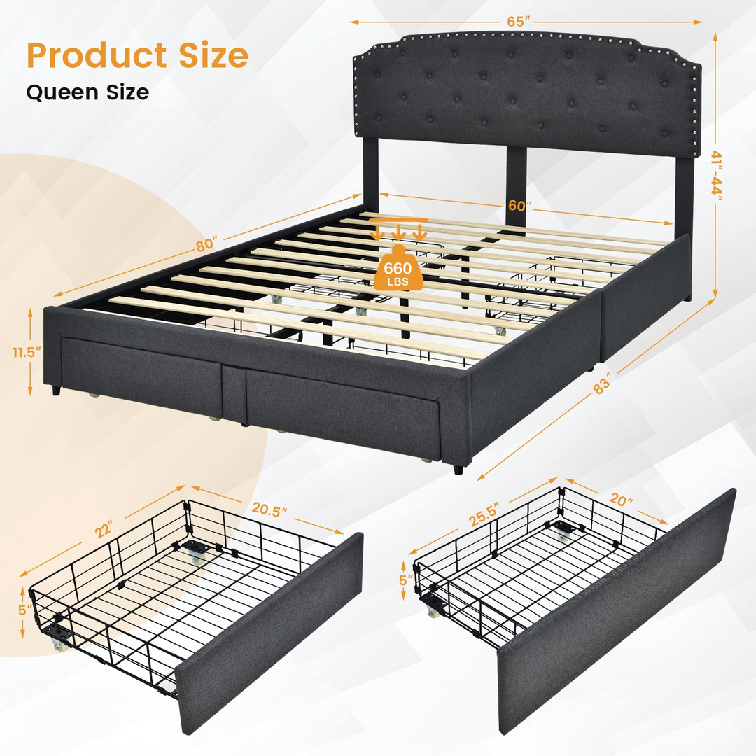 Giantex Queen/Full Upholstered Platform Bed Frame