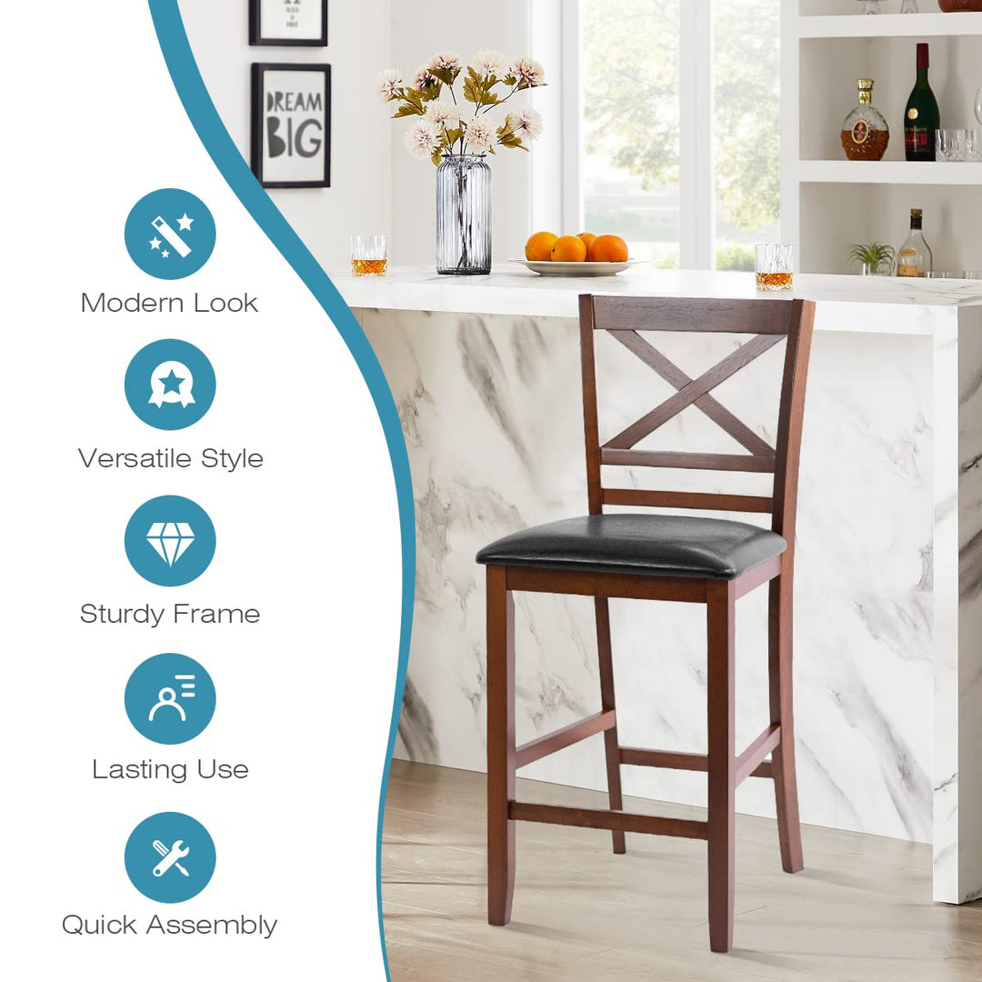 Giantex Modern 25” Counter Height Dining Pub Stools with X-Shaped Backrest, Soft Cushion &amp; Durable PU Seat