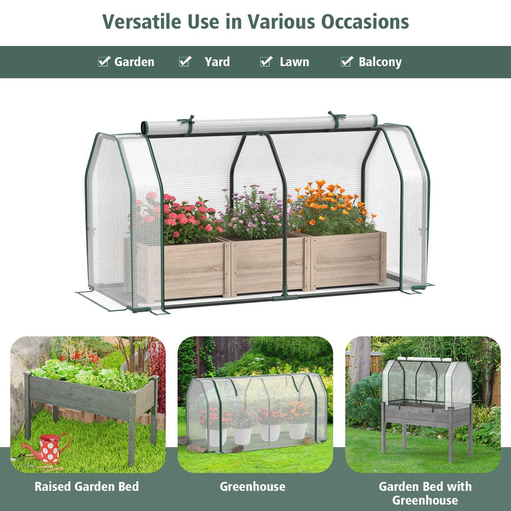 Giantex Mini Portable Greenhouse - for Raised Garden Bed, 47.5”x 21.5”x 24” Green House with PE Cover Zipper Door