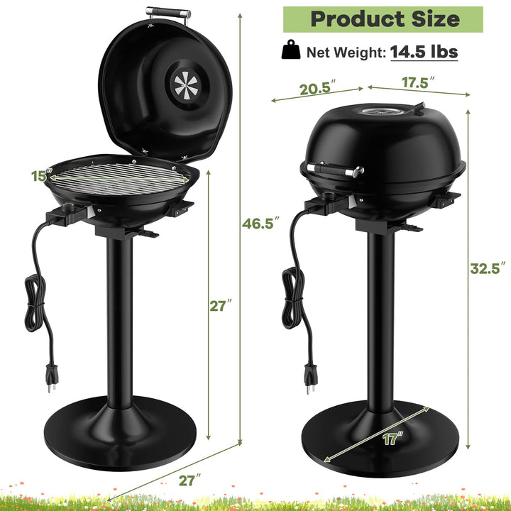 Giantex 1600W Portable Electric BBQ Grill with Removable Non-Stick Rack