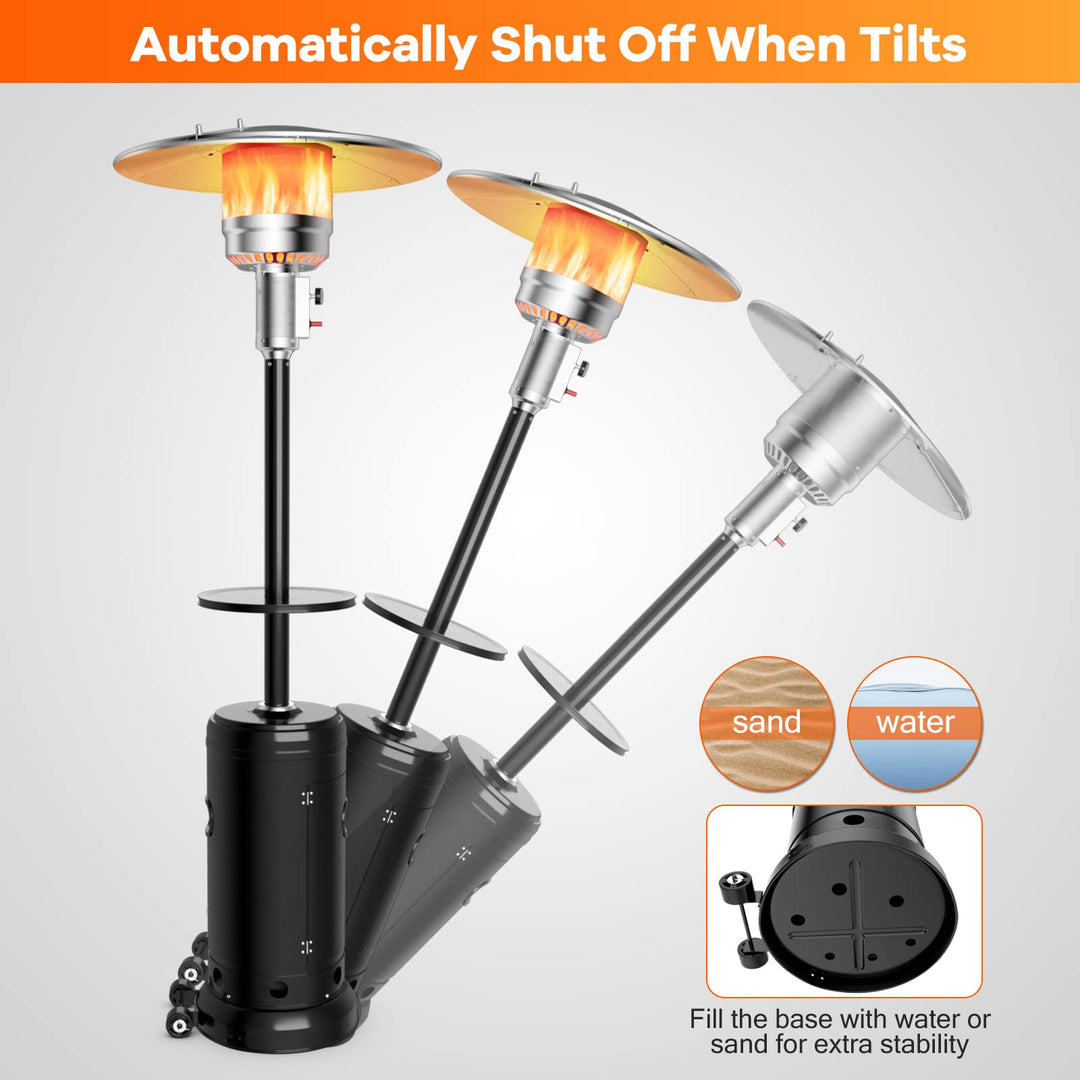 Giantex 50000 BTU Outdoor Propane Heater, Patio Heater with Height Adjustable Shelf Tabletop &amp; Wheels