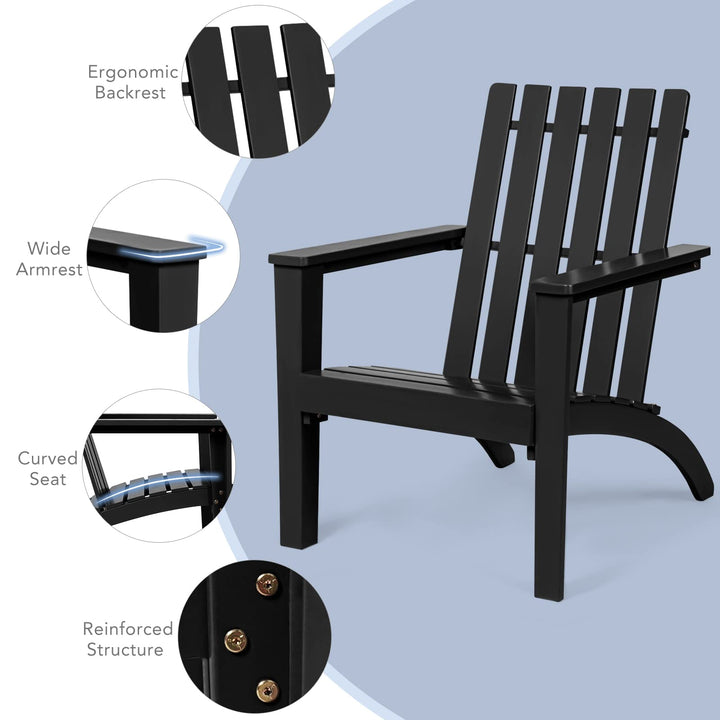 Giantex Wood Adirondack Chair &amp; Side Table Set, Patio Bistro Set with Slatted Design