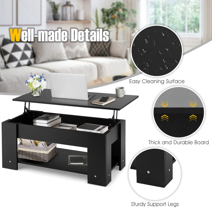 Giantex Lift Top Coffee Table, Modern Cocktail Table w/Hidden Compartment &amp; Open Storage Shelf