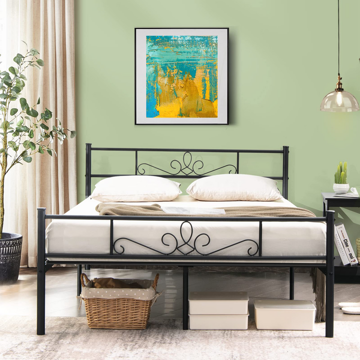 King/Queen/Full/Twin Size Mattress Foundation w/Heavy Duty Steel Slat Support, No Box Spring Needed