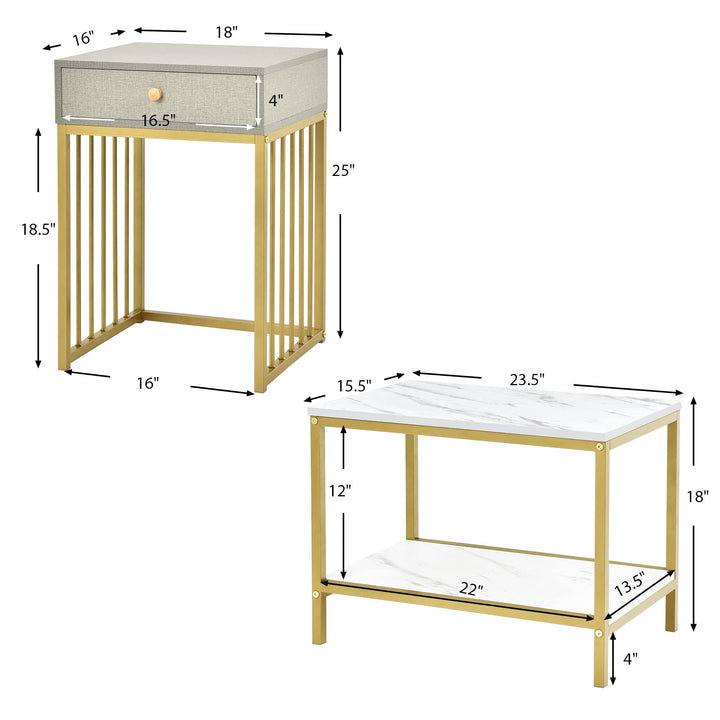 Giantex Nesting Coffee Table Set w/Drawer &amp; Shelf