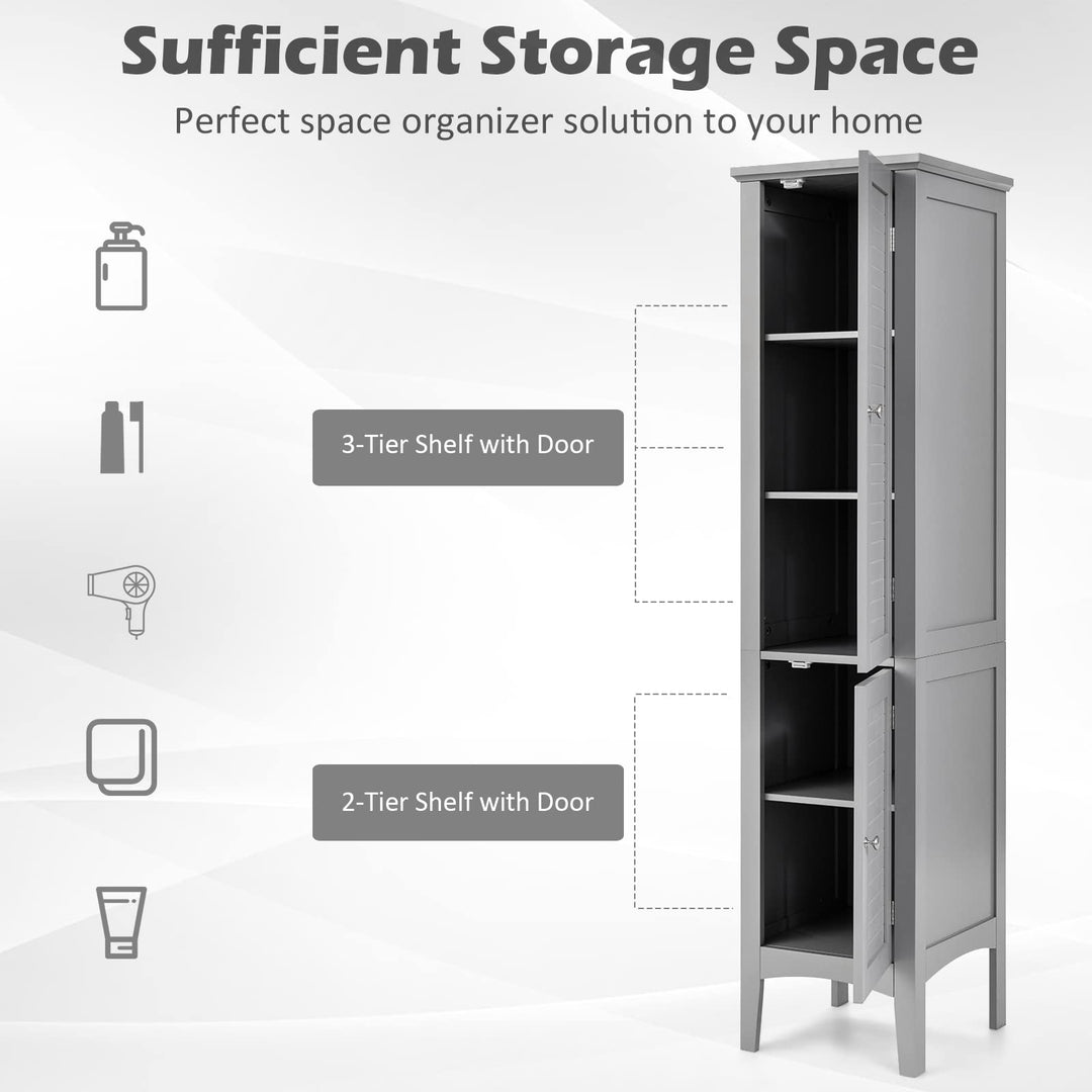 Storage Cabinet Bathroom High Cabinet with 5 Tier Shelves