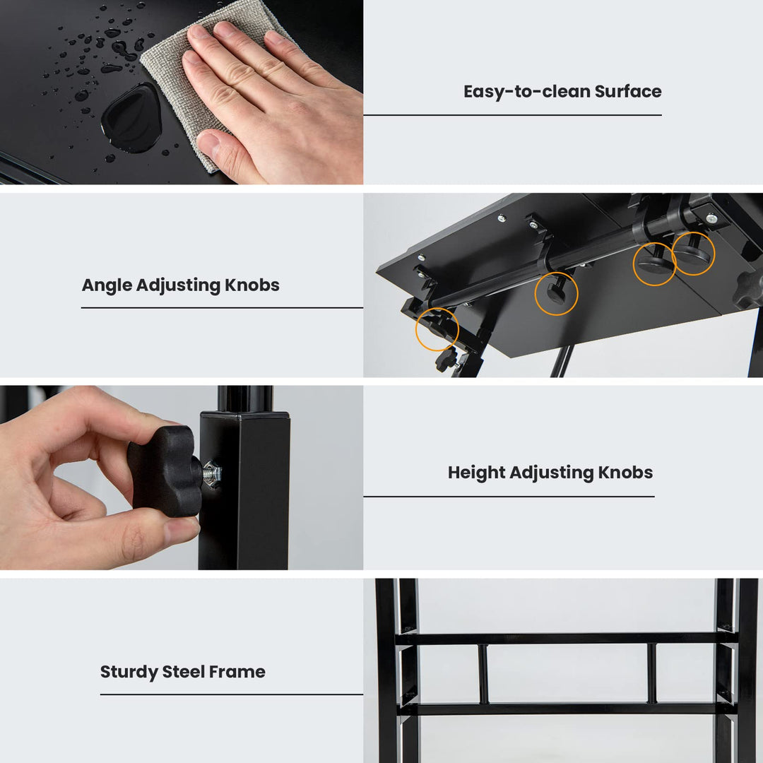 Giantex Mobile Stand up Desk Adjustable, Rolling Standing Laptop Cart, 27.5"D x 22"W x 49.5"H