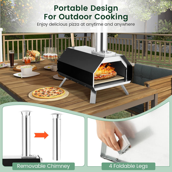 Giantex Outdoor Pizza Oven, Wood Pellet Fired Pizza Grill with 12&