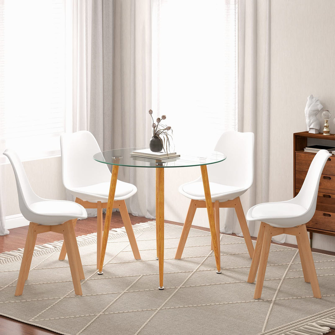 Giantex Dining Table Set | 1 Round Tempered Glass Table &amp; 4 High Back Chairs