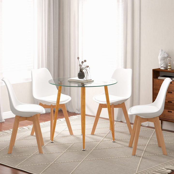 Giantex Dining Table Set | 1 Round Tempered Glass Table &amp; 4 High Back Chairs