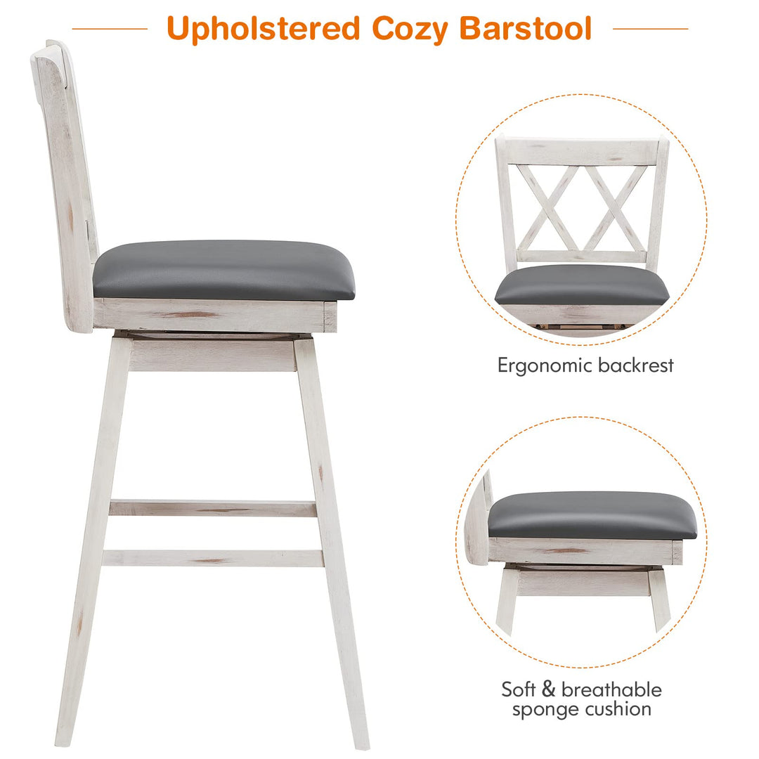 Giantex Bar Stool with Foot Rest Upholstered Cushion &amp; Ergonomic Backrest