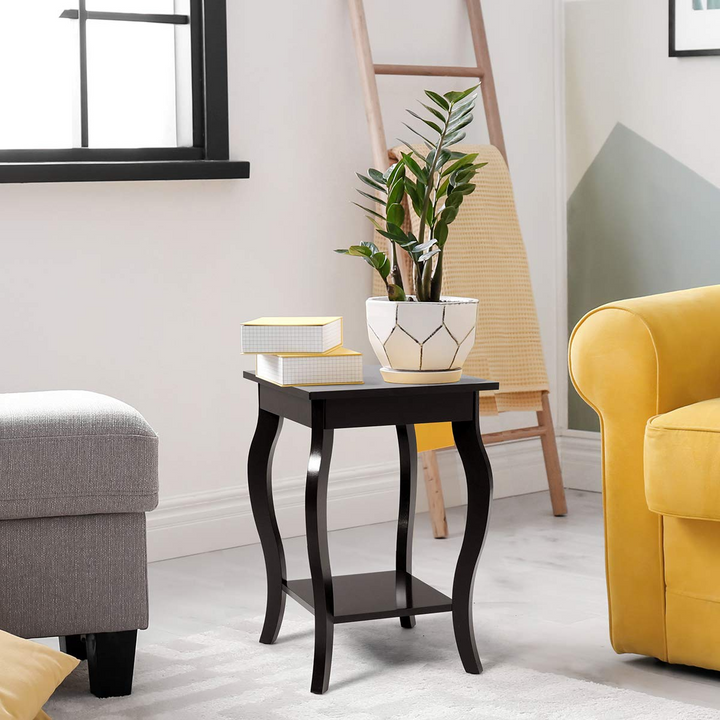 16" End Table W/Storage &amp; Shelf Curved Legs Home Furniture for Living Room